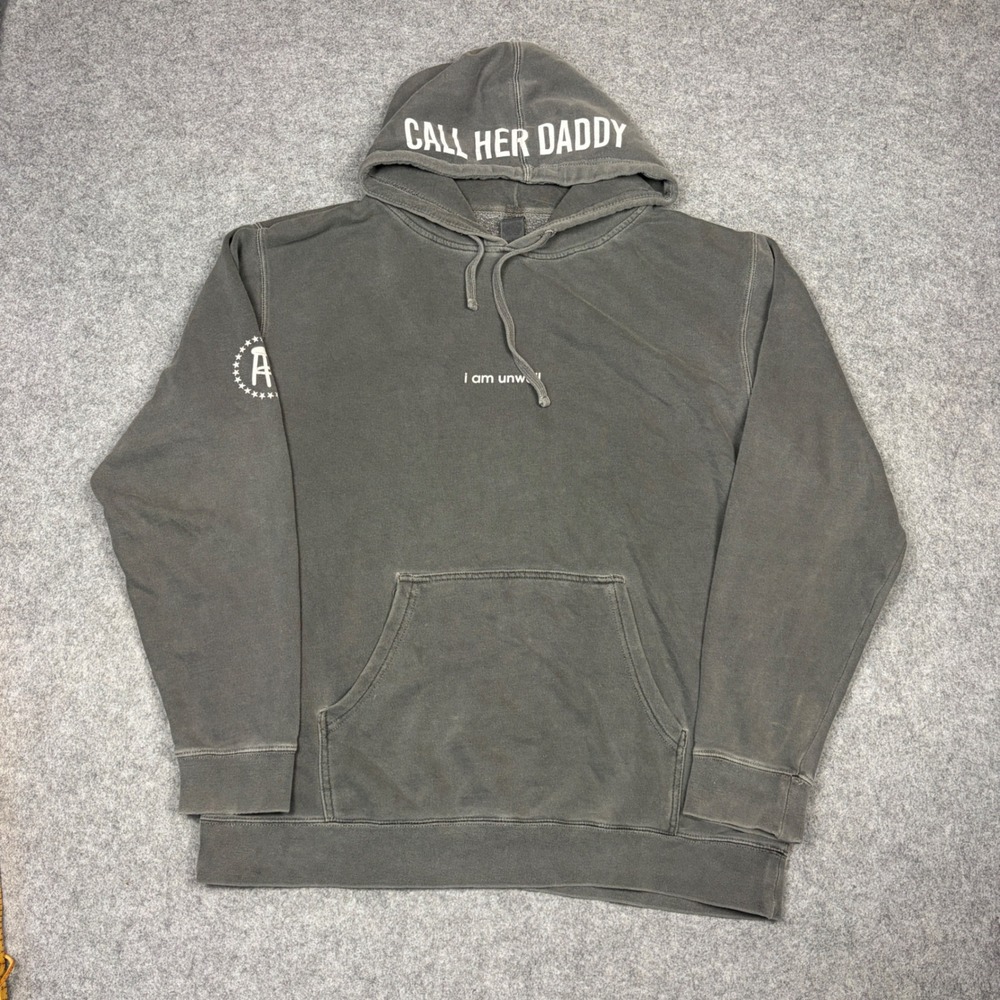 Call Her Daddy Hoodie I Am Unwell Barstool Sports Grey Faded Sweatshirt Large